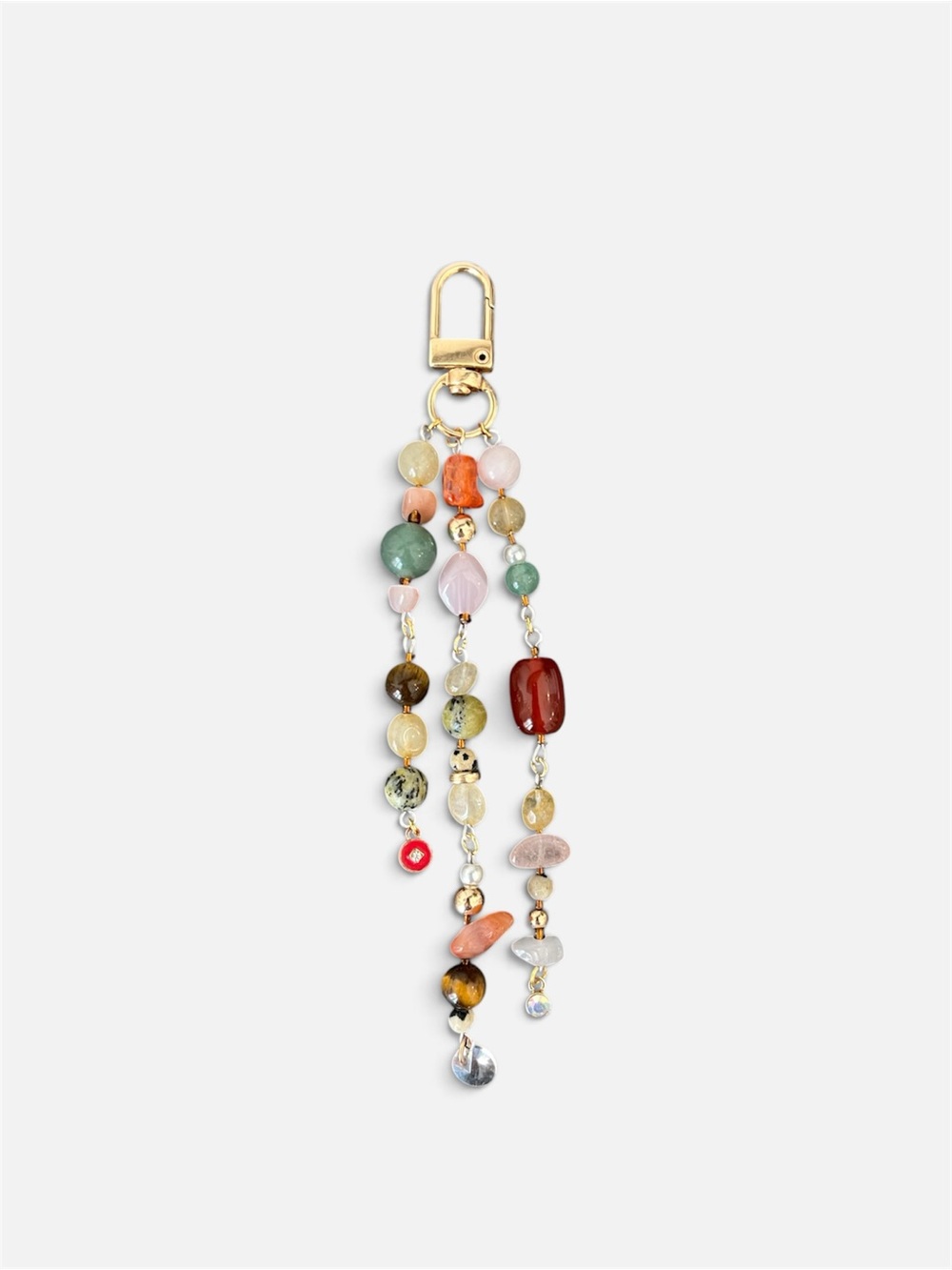 Multicolor Beaded Bag charm with Gold Hardware
